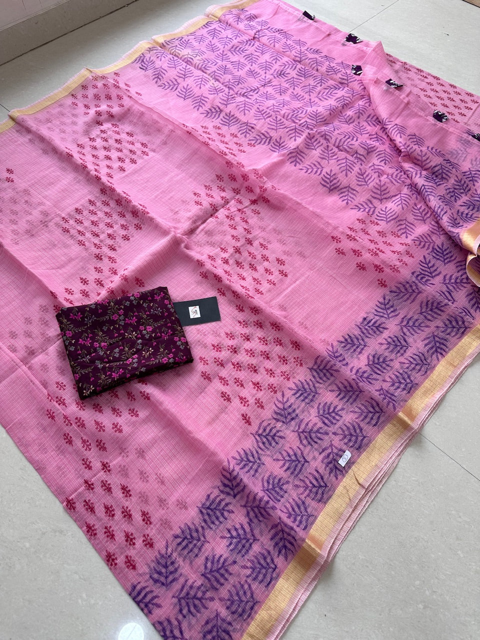 HandBlock Printed Kota Cotton Doria Saree