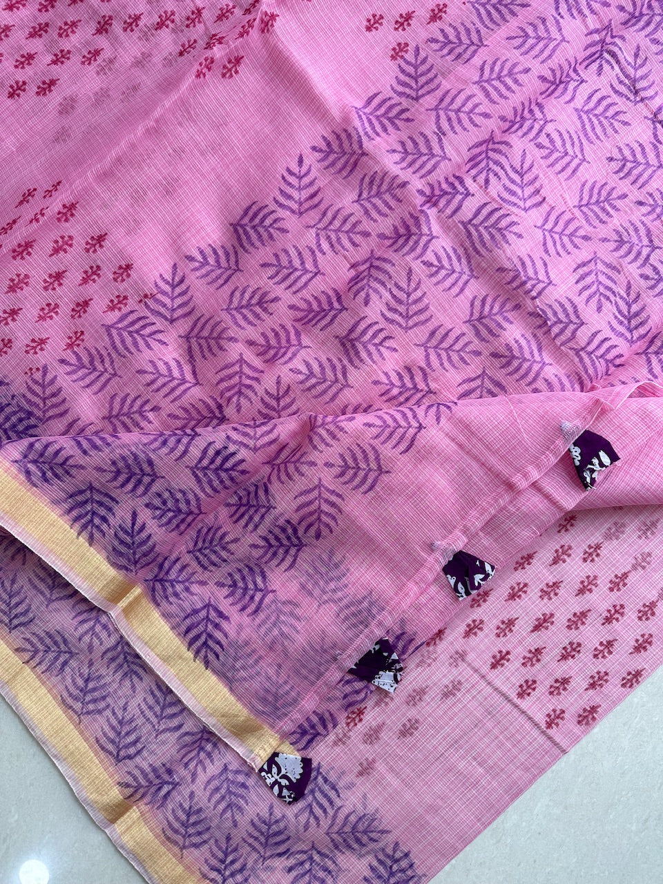 HandBlock Printed Kota Cotton Doria Saree