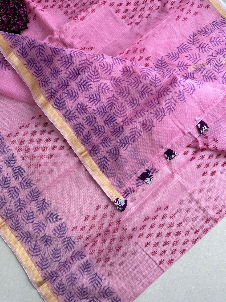 HandBlock Printed Kota Cotton Doria Saree