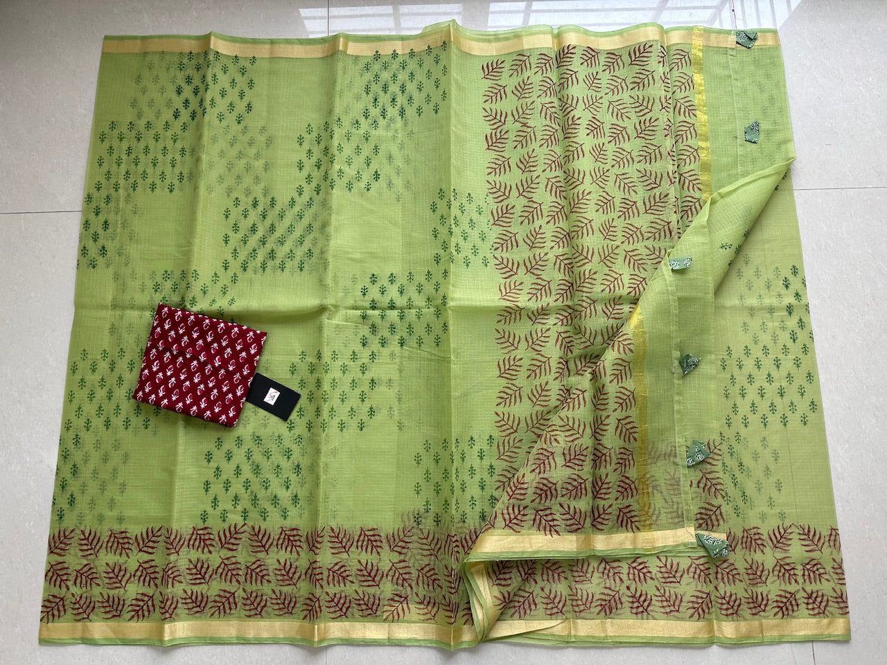 HandBlock Printed Kota Cotton Doria Saree