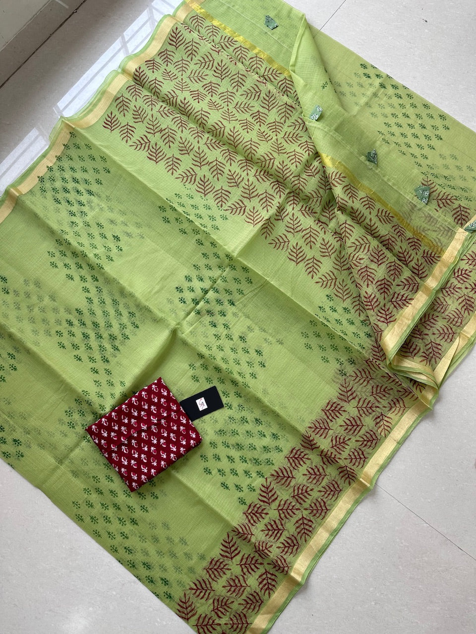 HandBlock Printed Kota Cotton Doria Saree