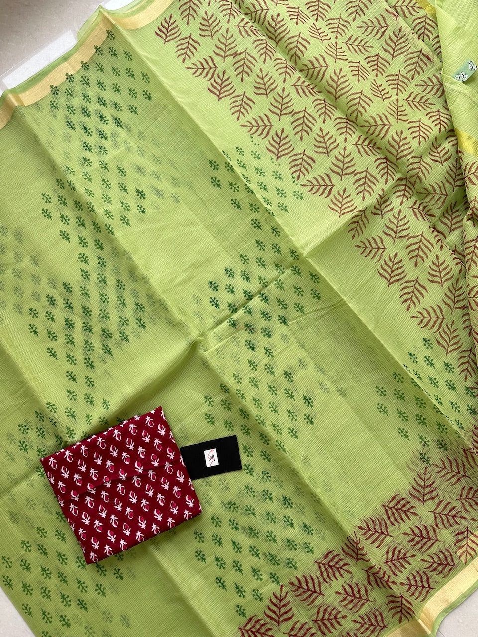 HandBlock Printed Kota Cotton Doria Saree