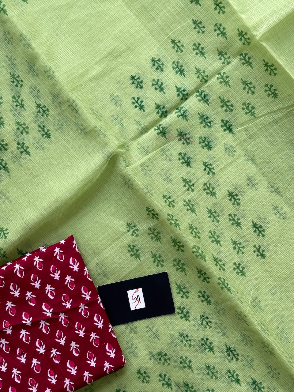 HandBlock Printed Kota Cotton Doria Saree