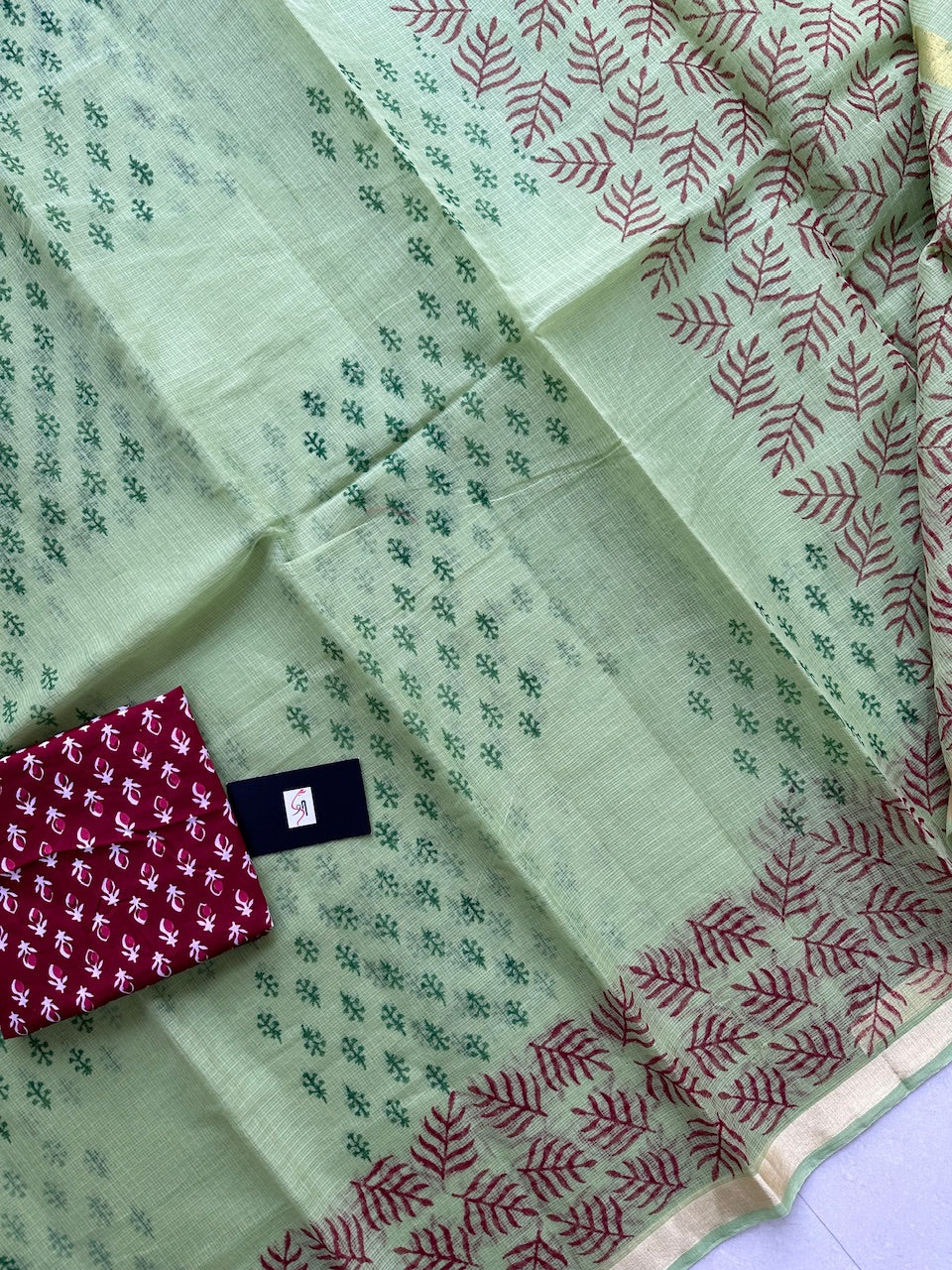 HandBlock Printed Kota Cotton Doria Saree