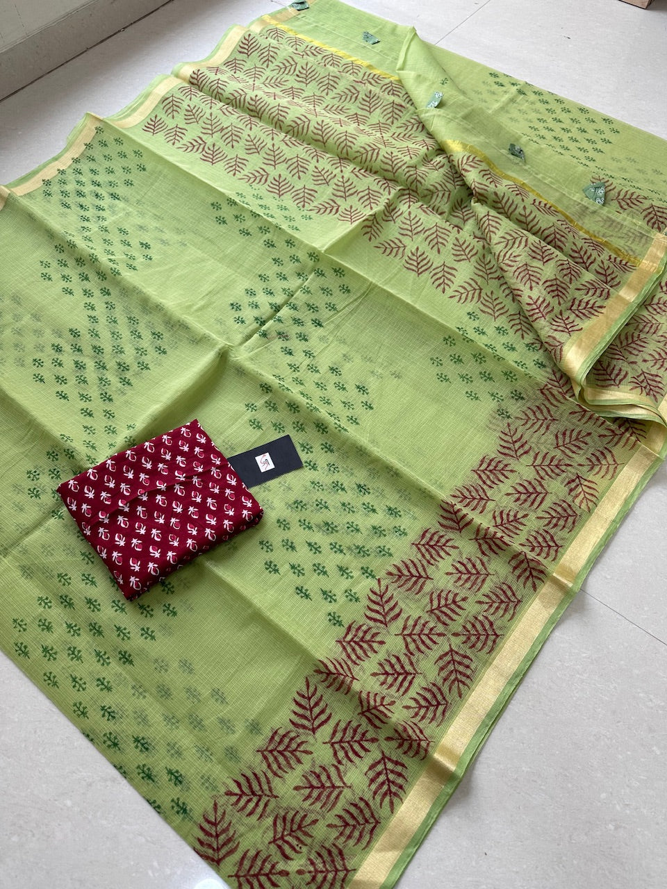 HandBlock Printed Kota Cotton Doria Saree