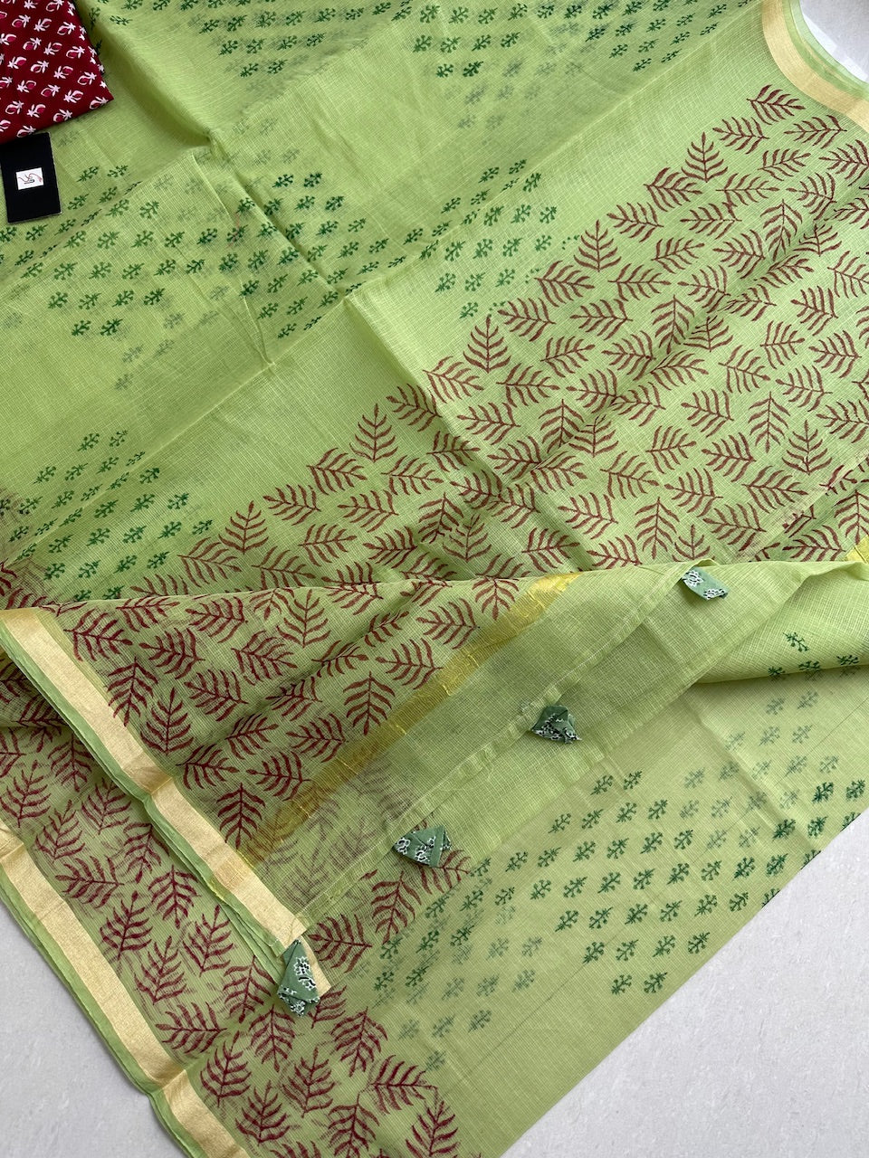 HandBlock Printed Kota Cotton Doria Saree