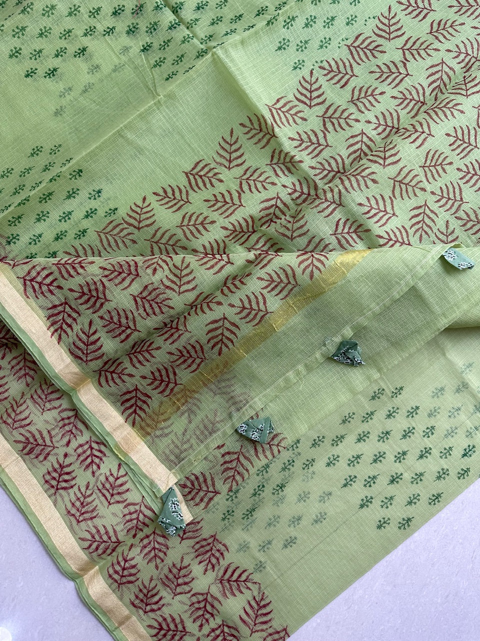 HandBlock Printed Kota Cotton Doria Saree