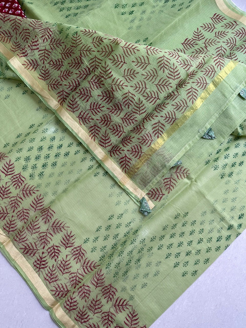 HandBlock Printed Kota Cotton Doria Saree