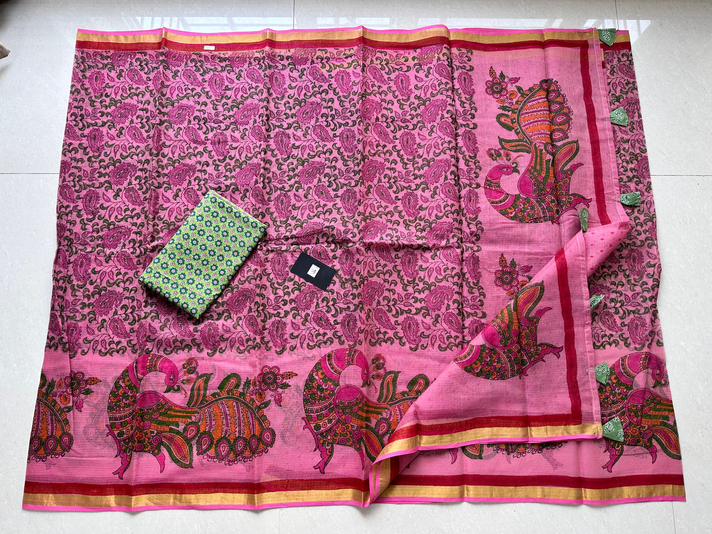 HandBlock Printed Pure Kota Cotton Doria Saree