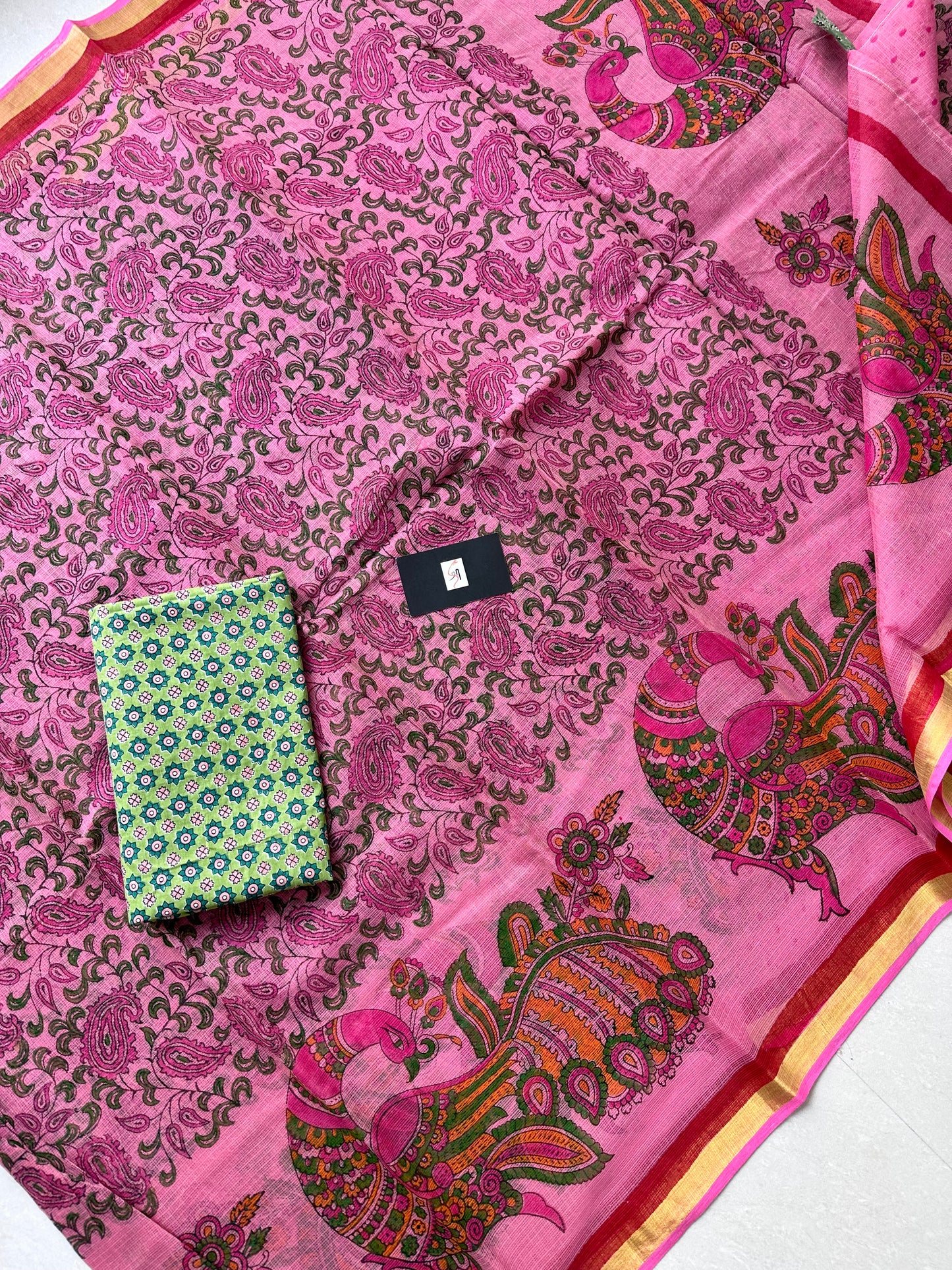 HandBlock Printed Pure Kota Cotton Doria Saree