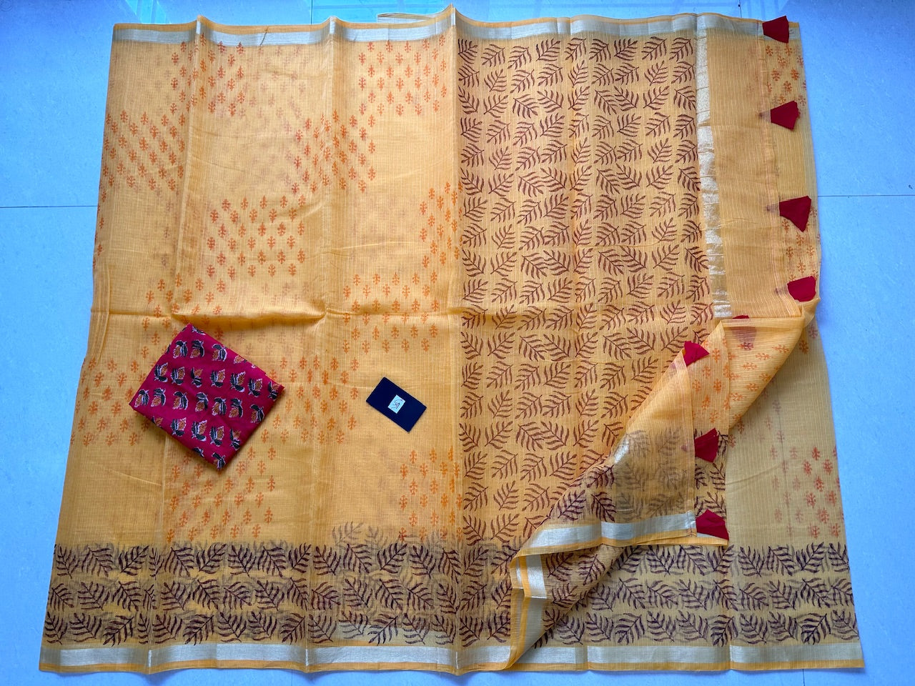 HandBlock Printed Kota Cotton Doria Saree