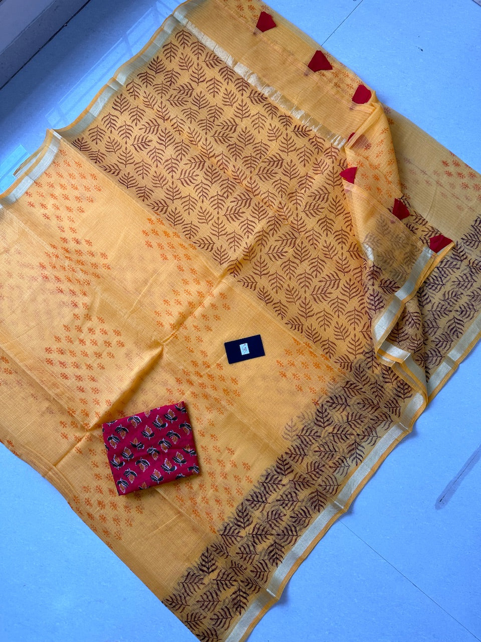 HandBlock Printed Kota Cotton Doria Saree