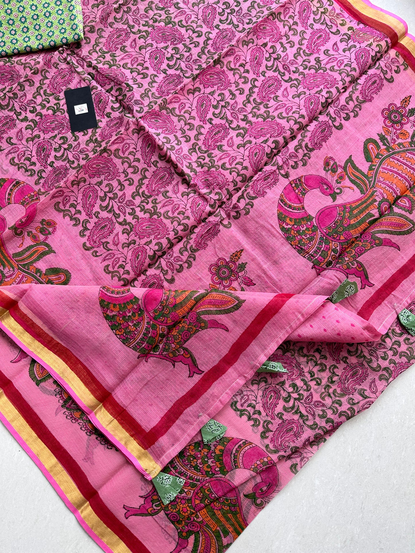 HandBlock Printed Pure Kota Cotton Doria Saree