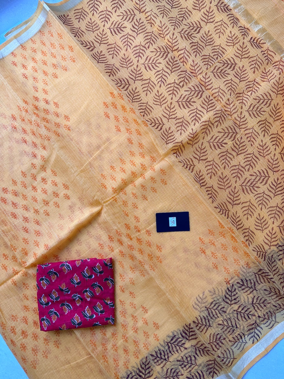 HandBlock Printed Kota Cotton Doria Saree