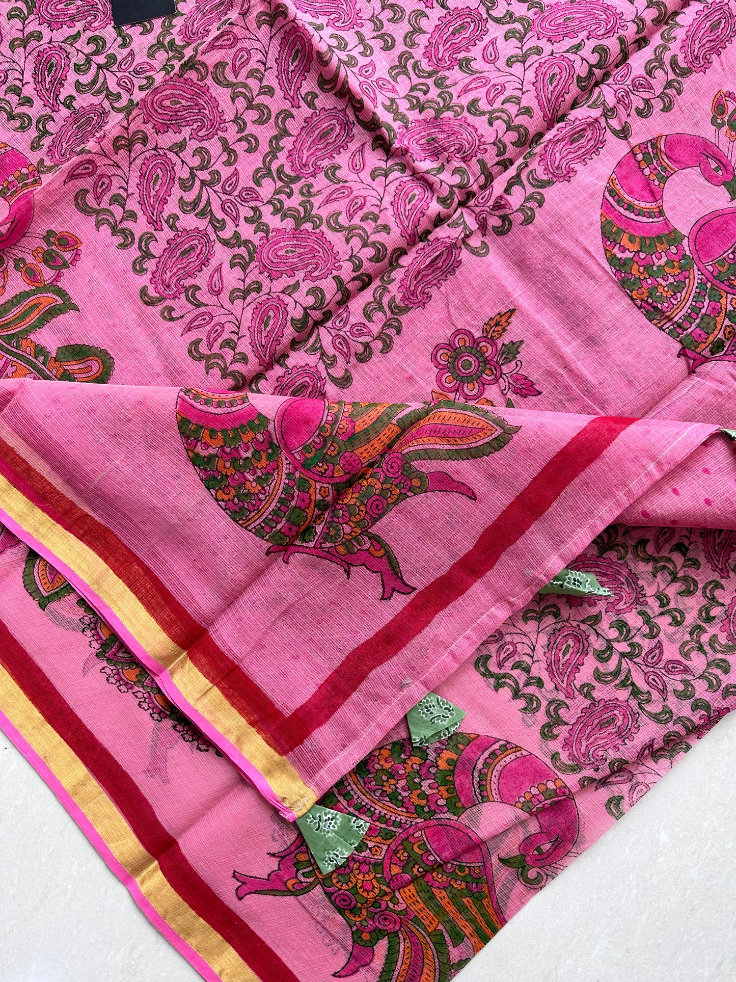 HandBlock Printed Pure Kota Cotton Doria Saree