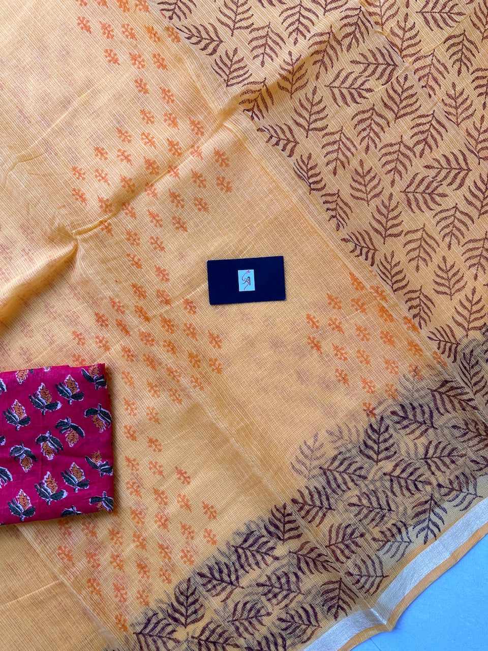 HandBlock Printed Kota Cotton Doria Saree