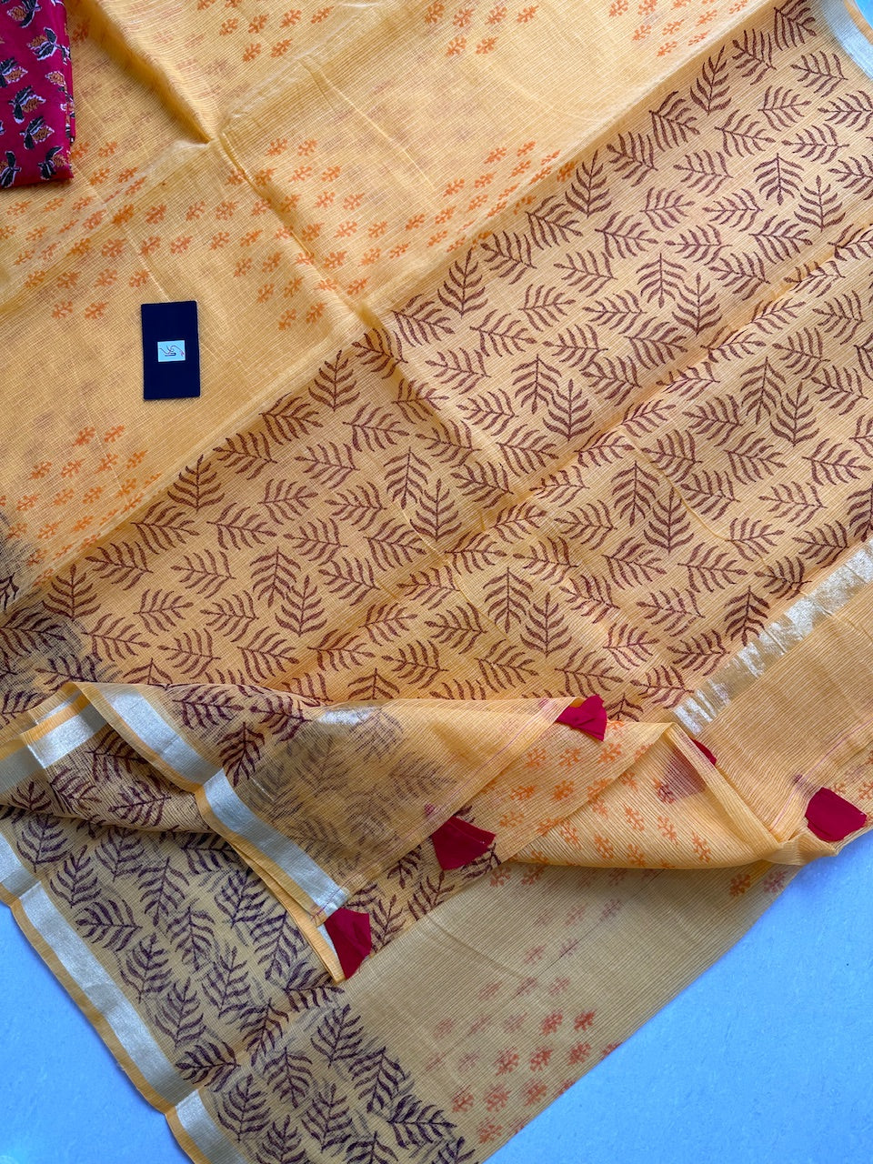 HandBlock Printed Kota Cotton Doria Saree