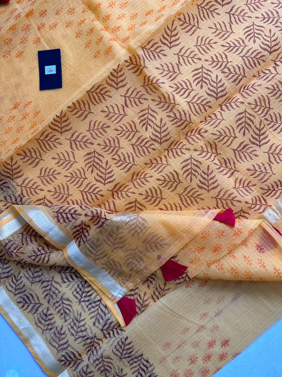 HandBlock Printed Kota Cotton Doria Saree