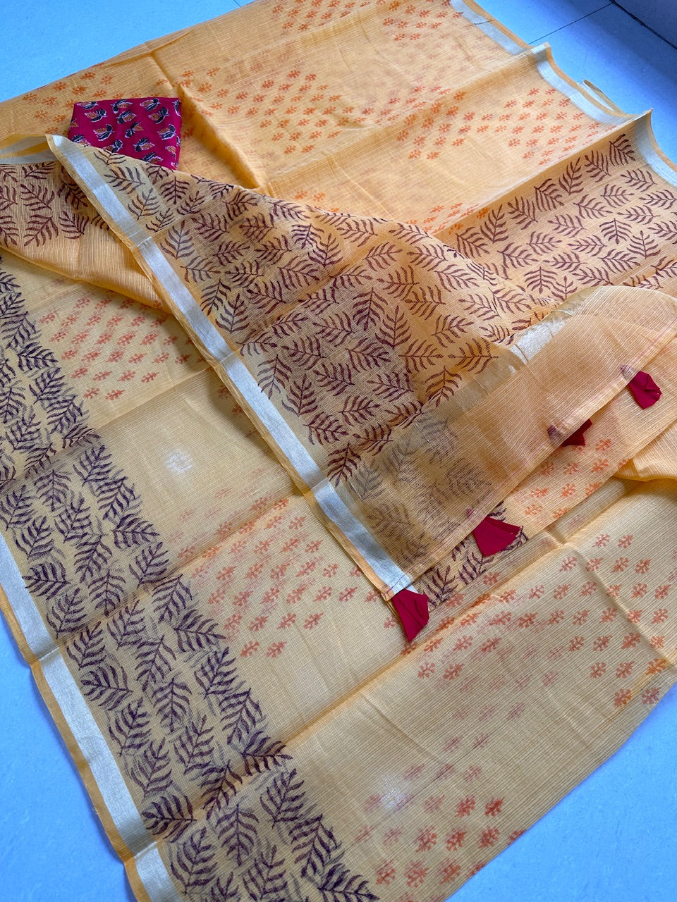 HandBlock Printed Kota Cotton Doria Saree