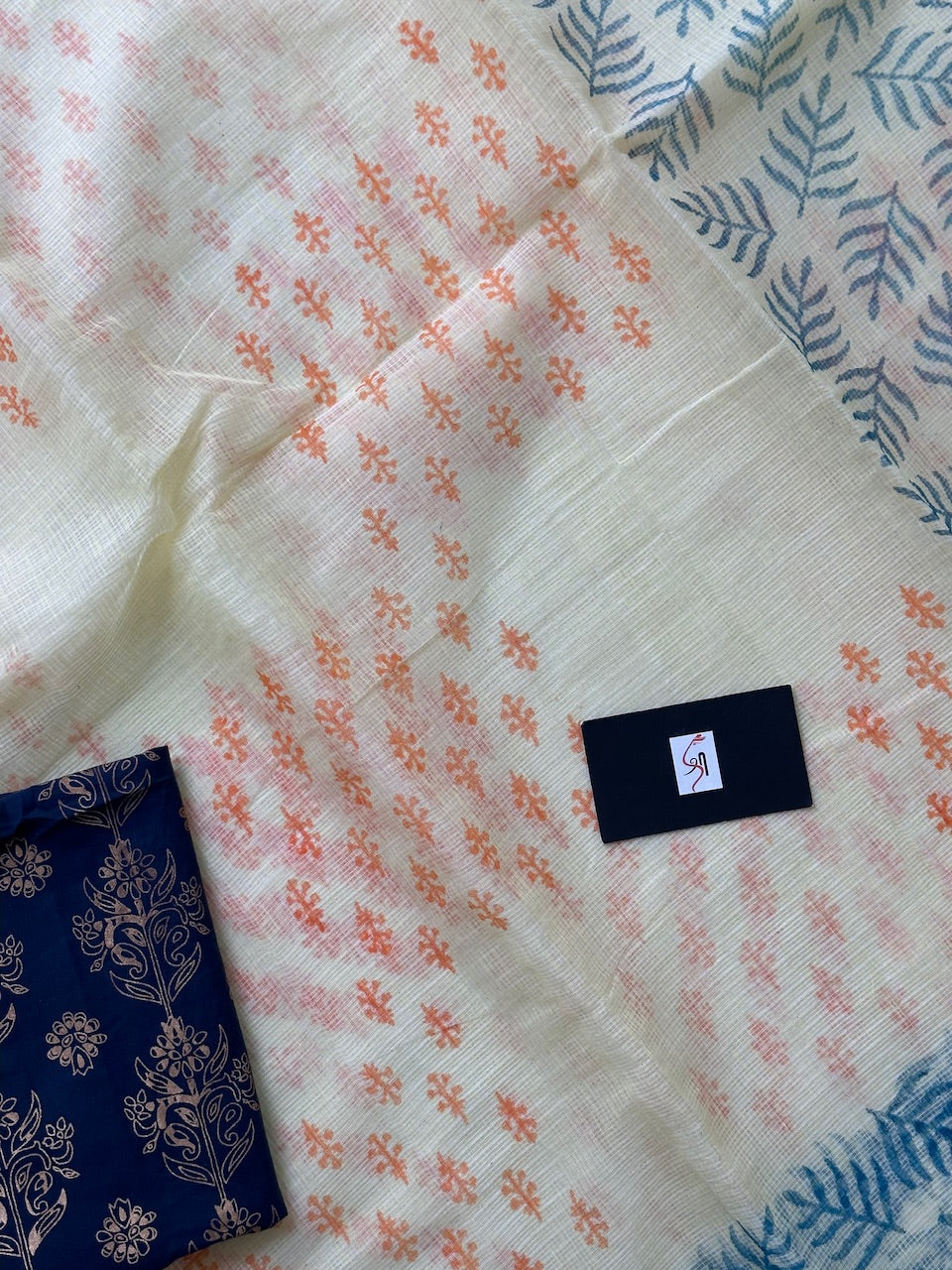 HandBlock Printed Kota Cotton Doria Saree