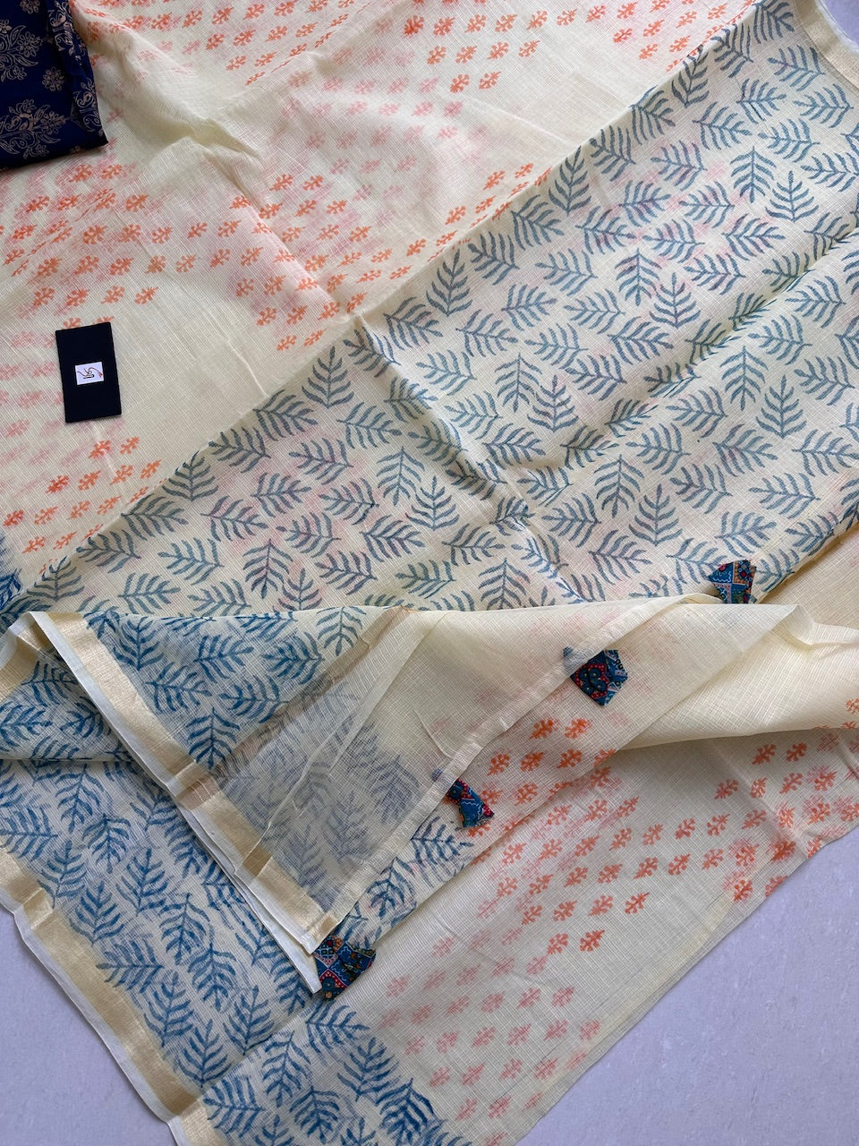 HandBlock Printed Kota Cotton Doria Saree