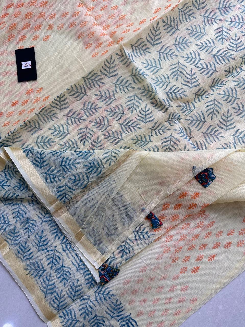 HandBlock Printed Kota Cotton Doria Saree