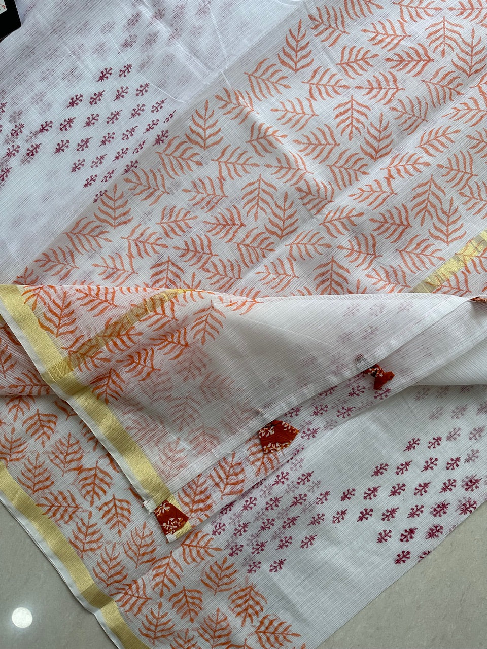 HandBlock Printed Kota Cotton Doria Saree