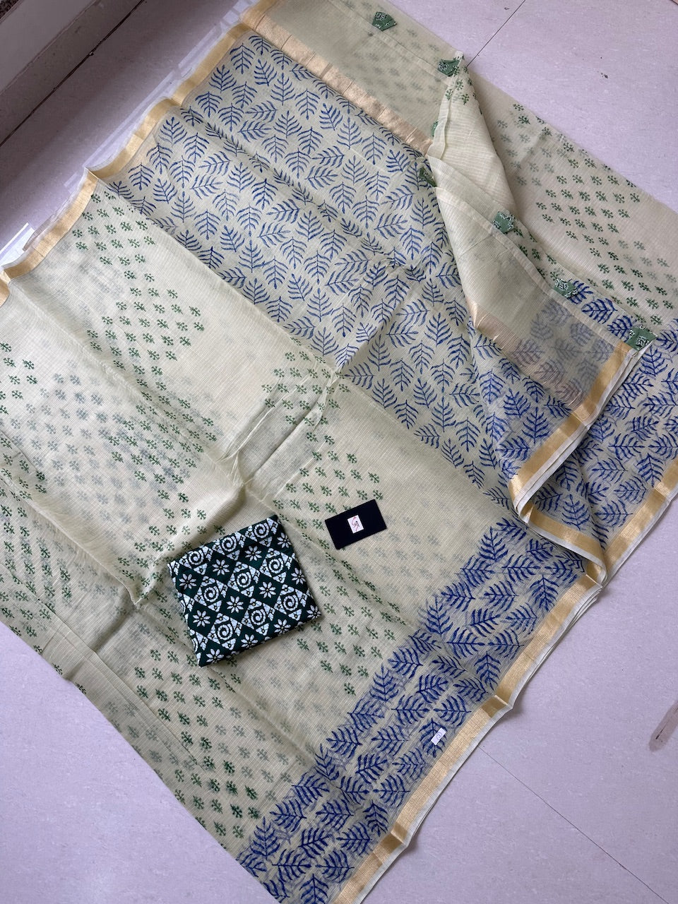 HandBlock Printed Kota Cotton Doria Saree