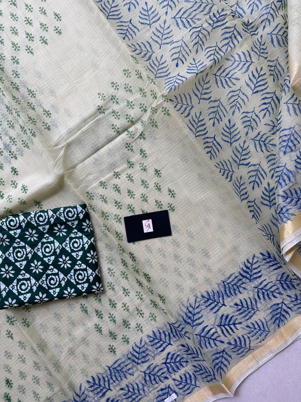 HandBlock Printed Kota Cotton Doria Saree