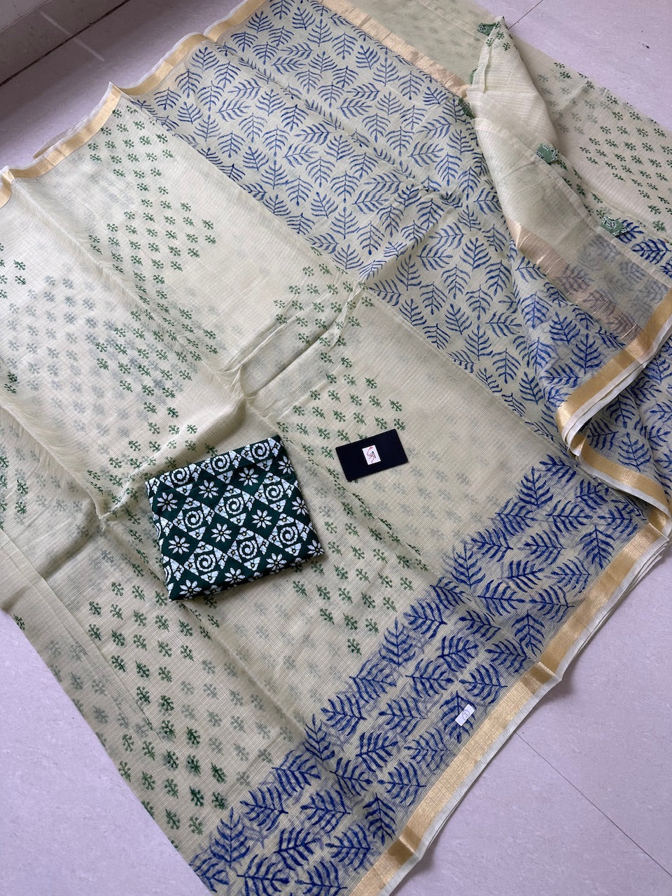 HandBlock Printed Kota Cotton Doria Saree