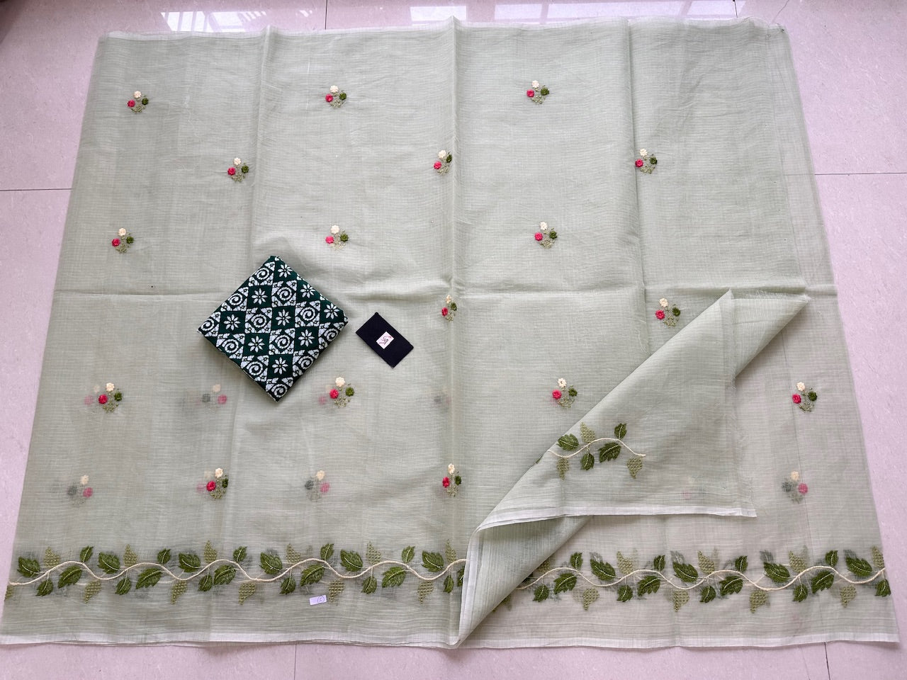 Embroidered Kota Cotton Doria Saree