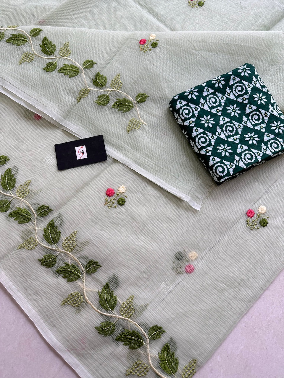 Embroidered Kota Cotton Doria Saree