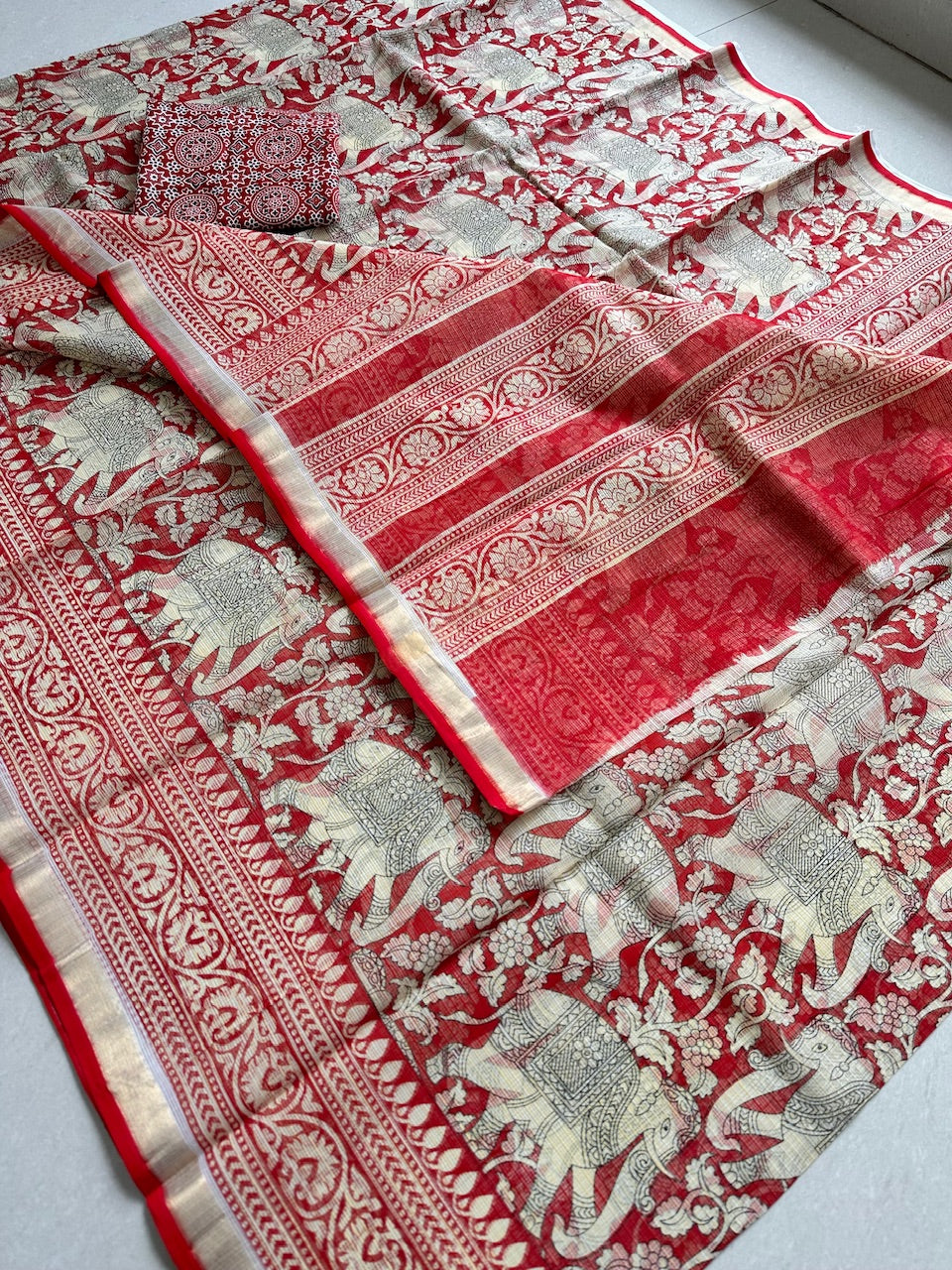 Digital Printed Kota Cotton Doria Saree