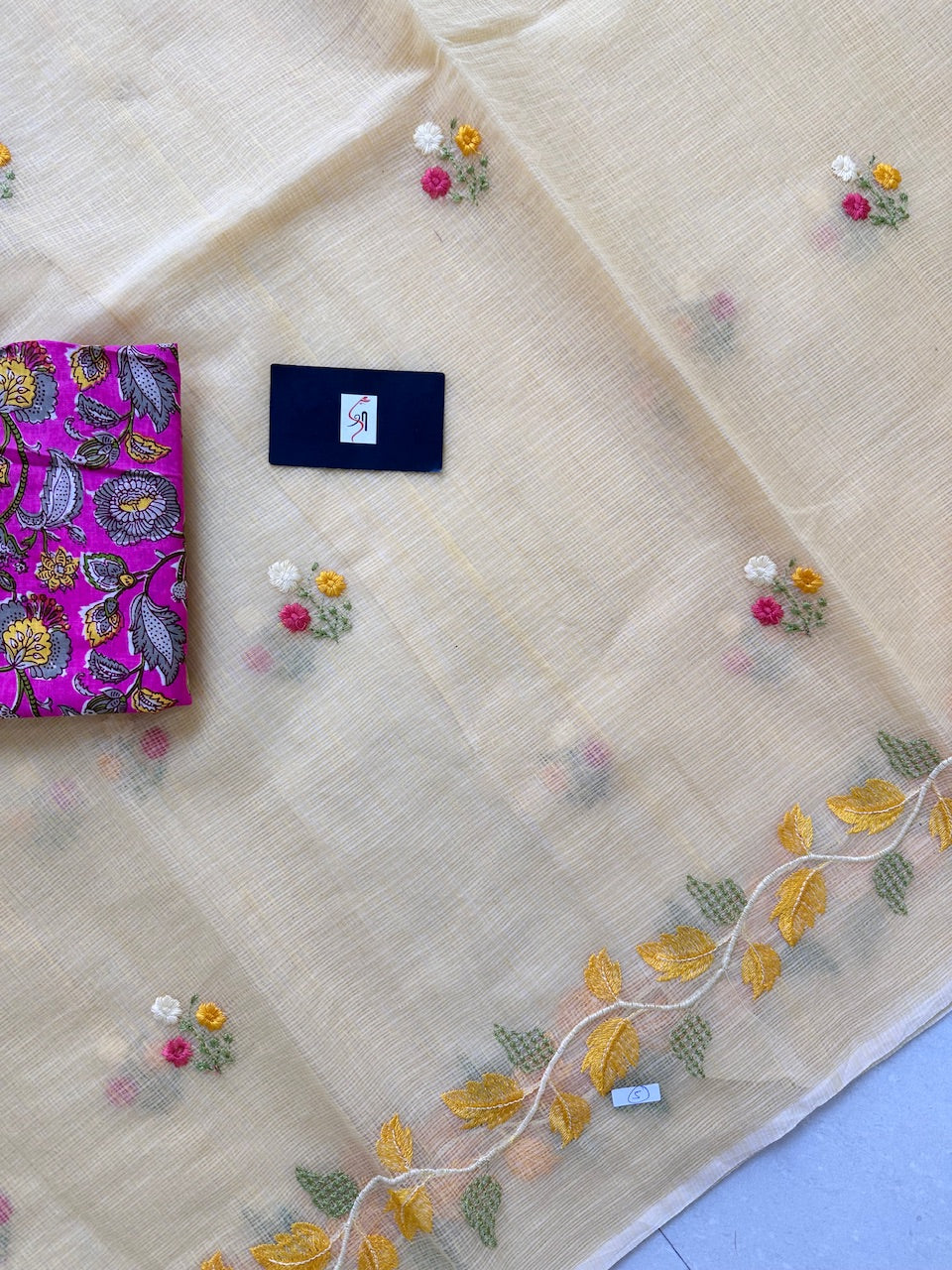 Embroidered Kota Cotton Doria Saree