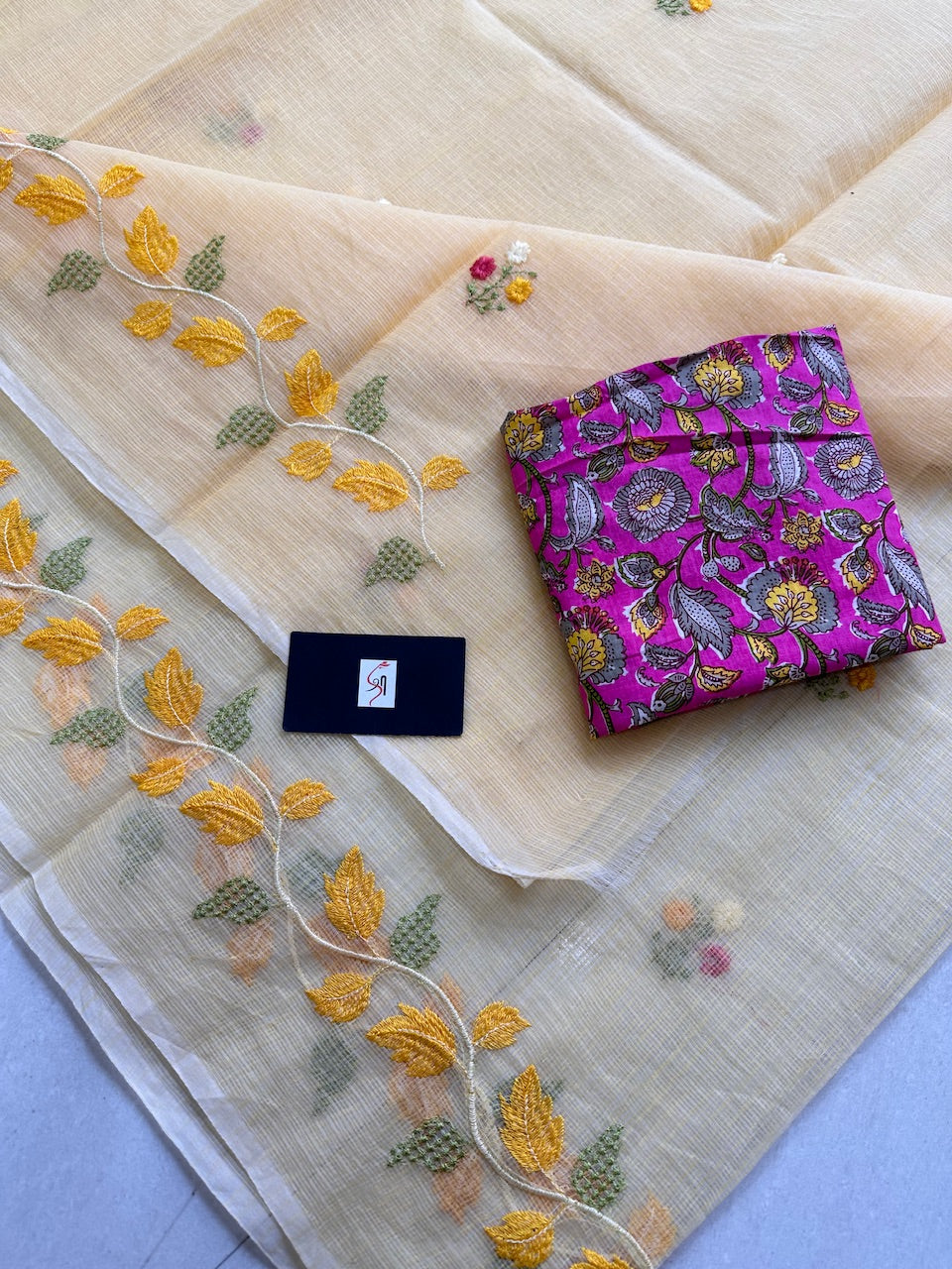 Embroidered Kota Cotton Doria Saree