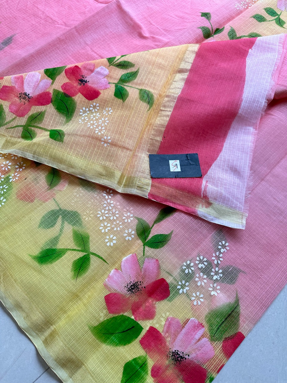 Handpainted Kota Cotton Doria Saree
