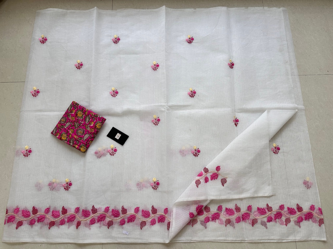 Embroidered Kota Cotton Doria Saree