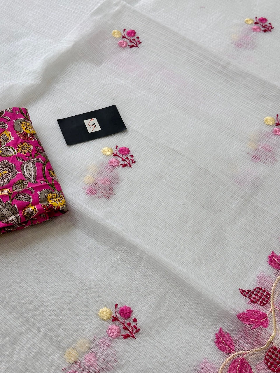 Embroidered Kota Cotton Doria Saree