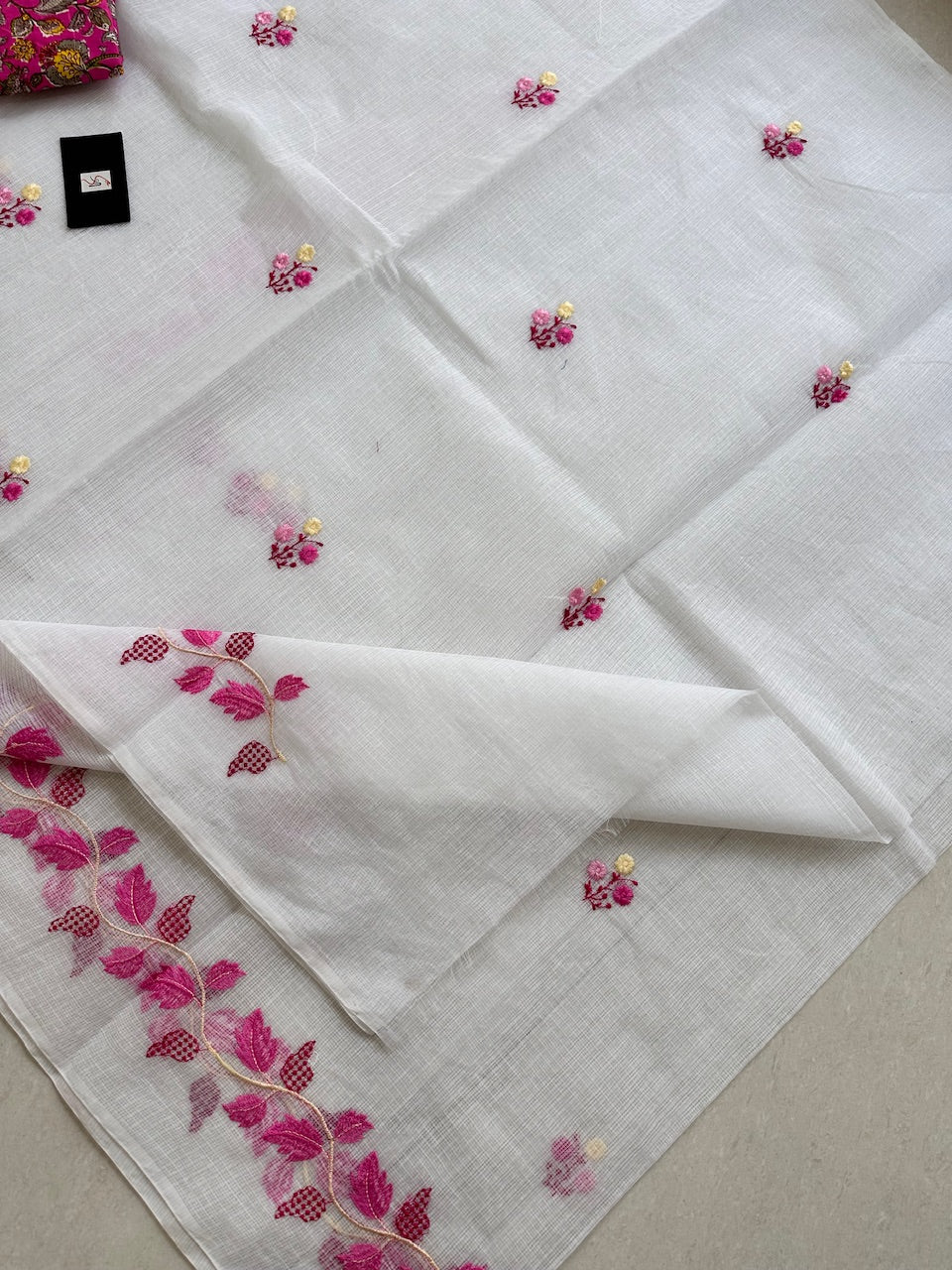 Embroidered Kota Cotton Doria Saree