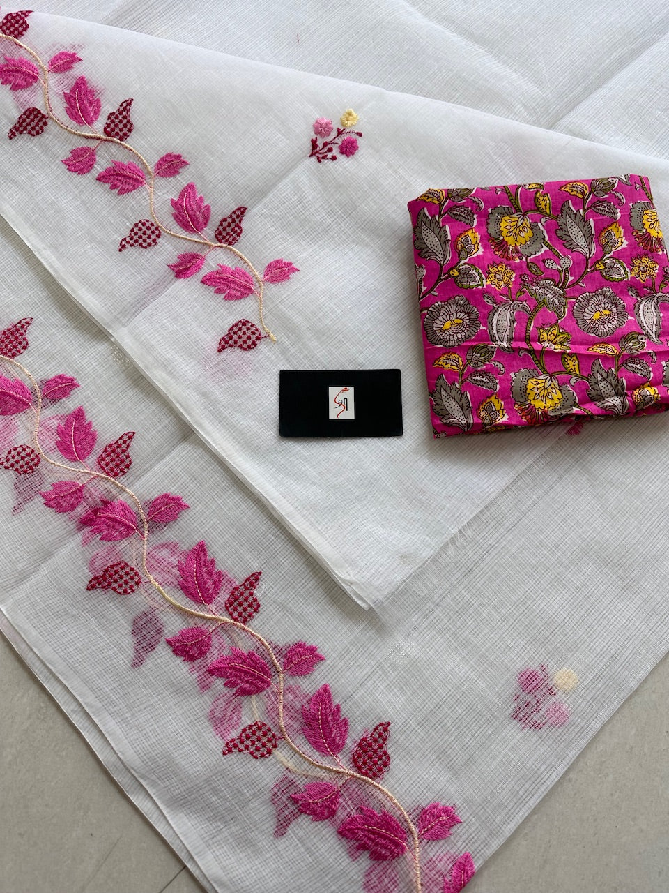 Embroidered Kota Cotton Doria Saree