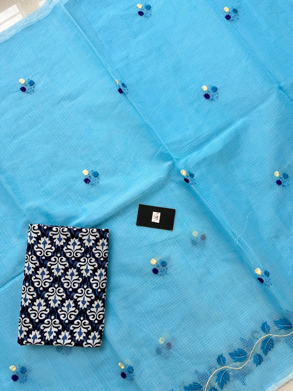 Embroidered Kota Cotton Doria Saree