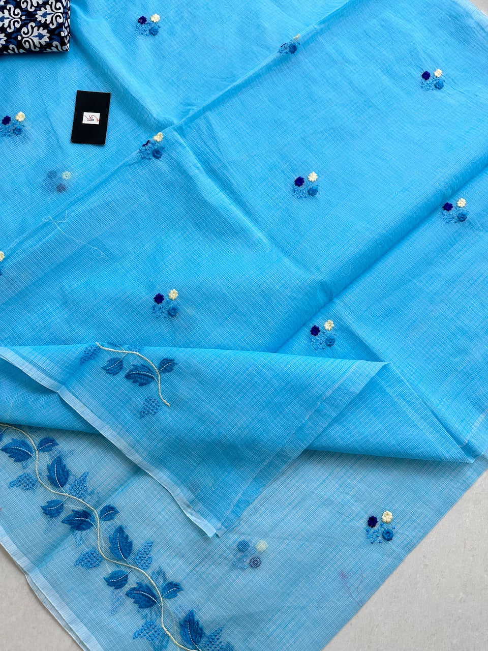 Embroidered Kota Cotton Doria Saree