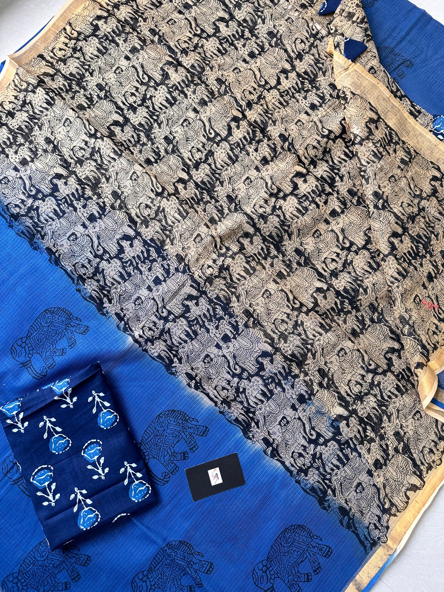 HandBlock Printed Pure Kota Cotton Doria Saree