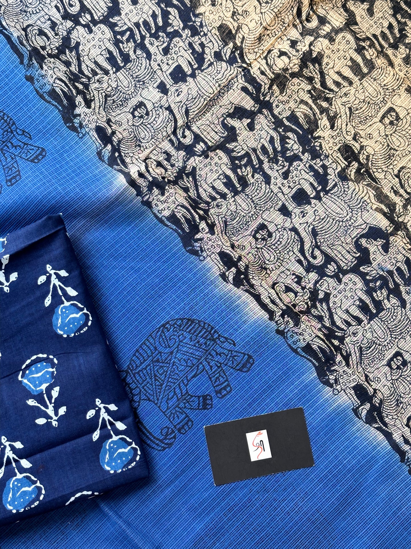 HandBlock Printed Pure Kota Cotton Doria Saree