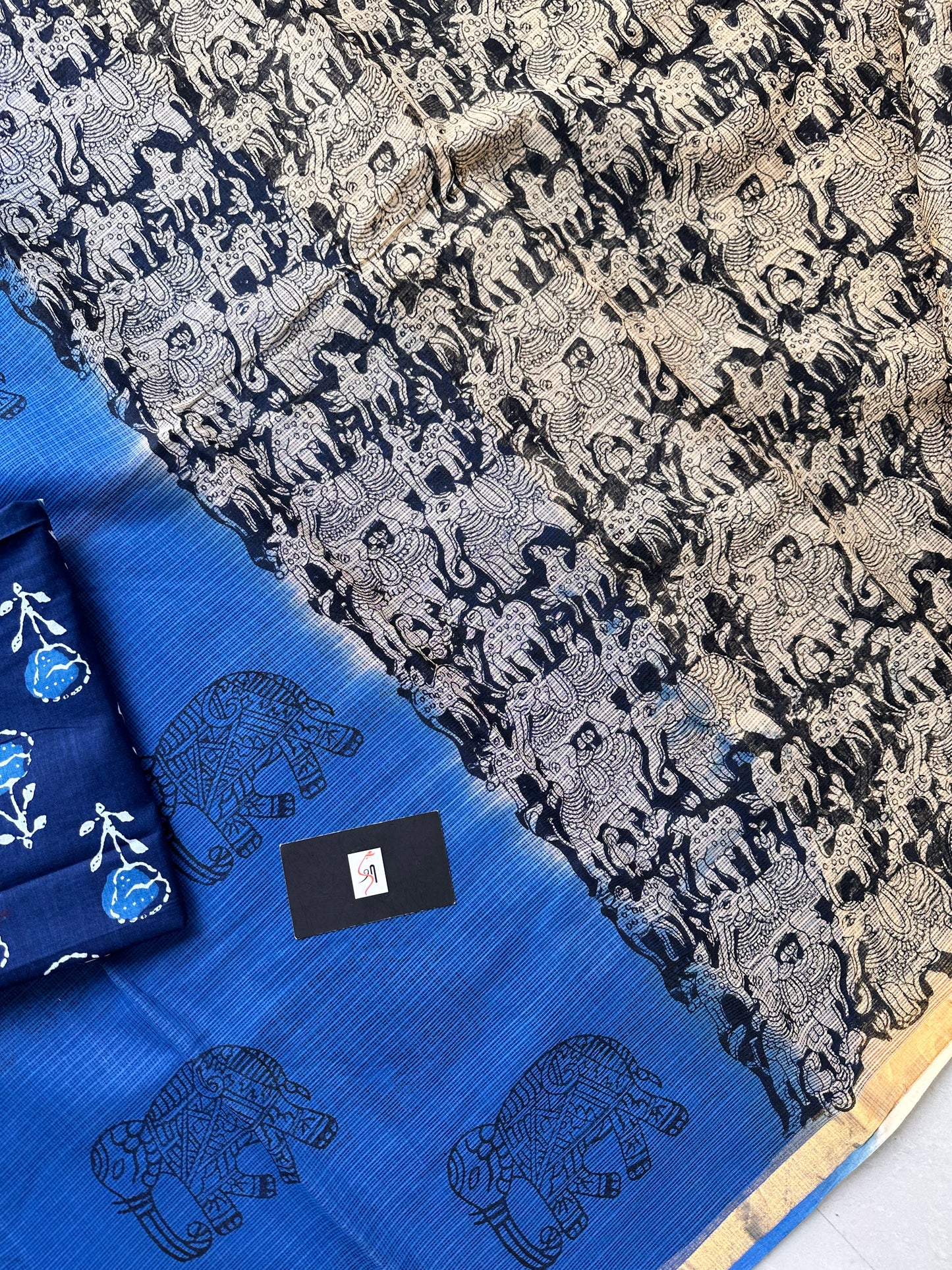 HandBlock Printed Pure Kota Cotton Doria Saree