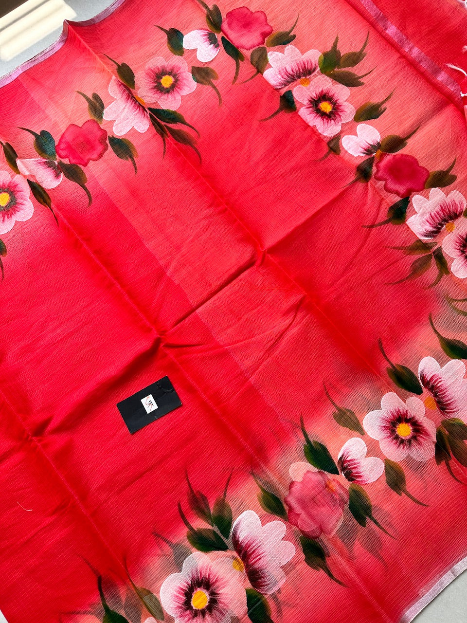 Handpainted Kota Cotton Doria Saree