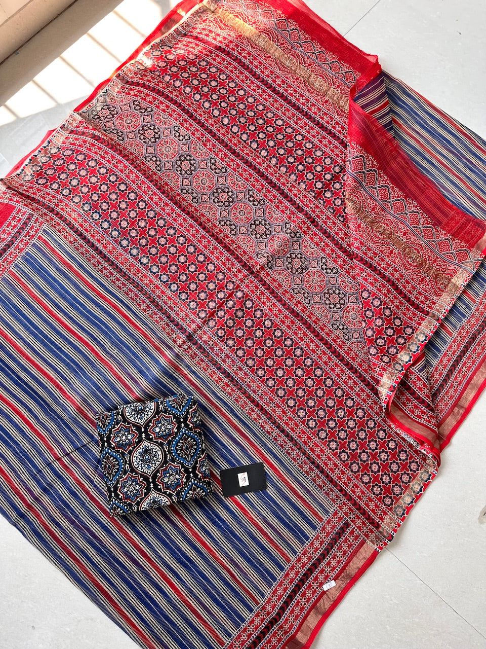 Pure HandBlock Printed Kota Cotton Doria Saree