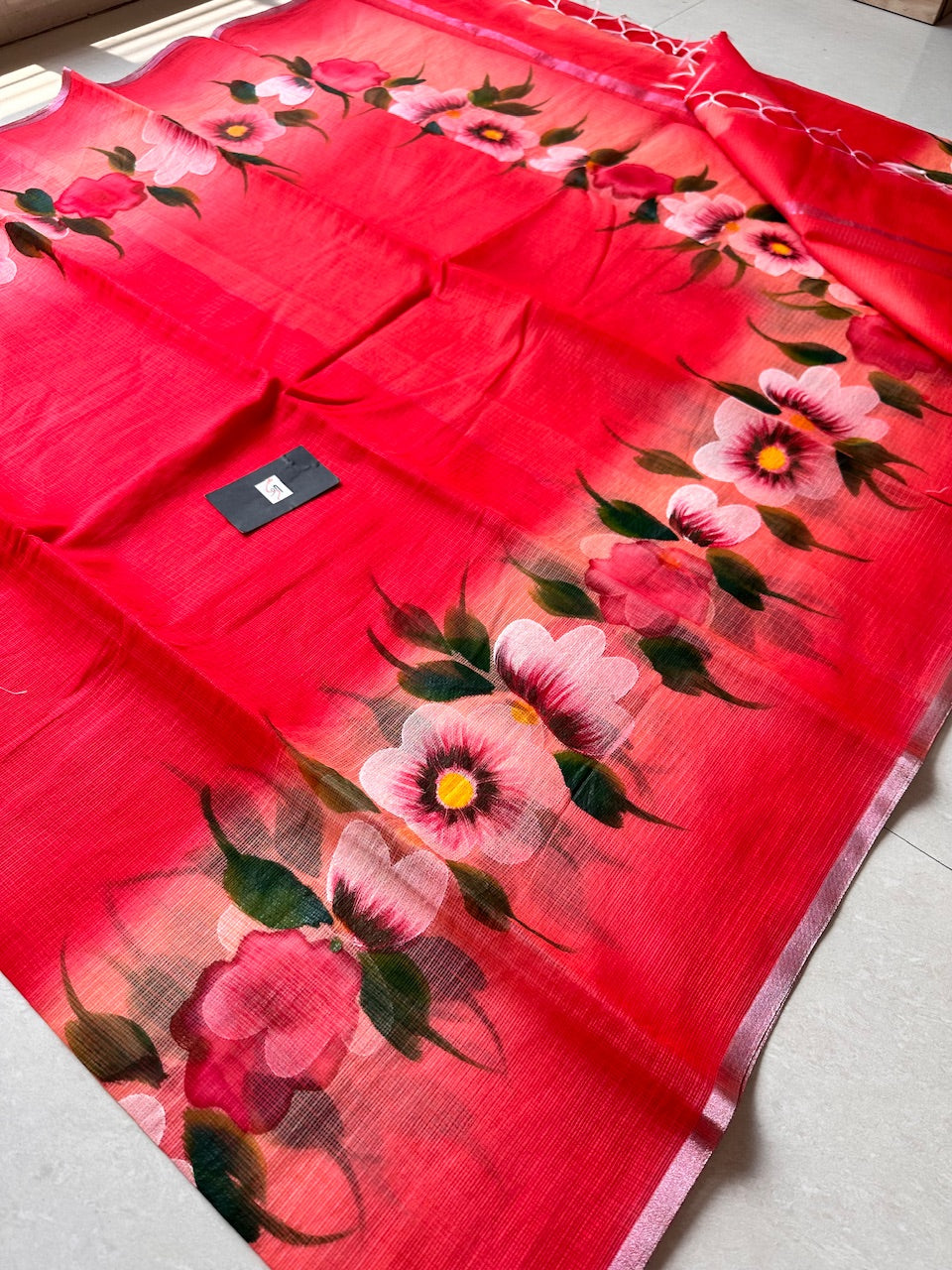 Handpainted Kota Cotton Doria Saree