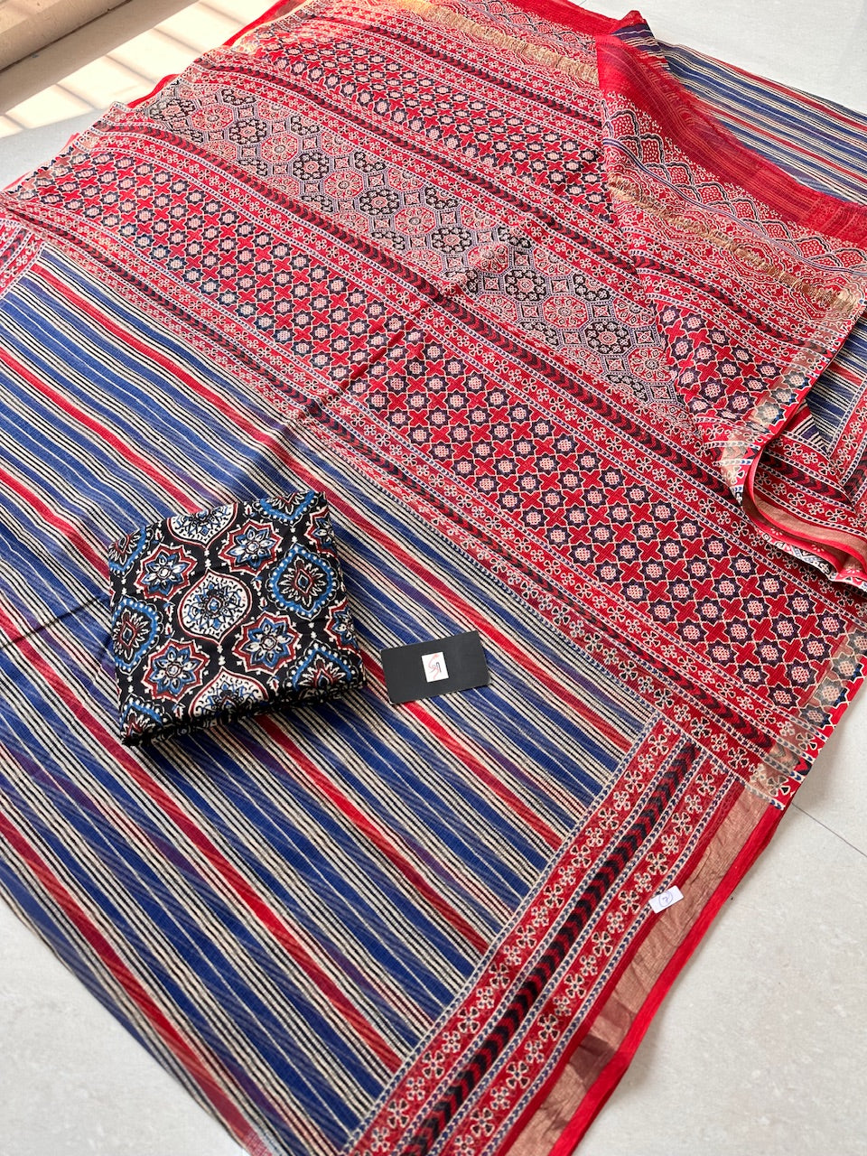 Pure HandBlock Printed Kota Cotton Doria Saree