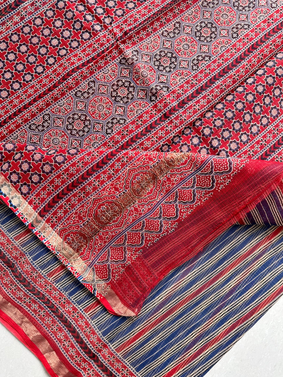 Pure HandBlock Printed Kota Cotton Doria Saree